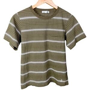 Men's JW Anderson x Uniqlo Brown Striped Logo T-Shirt - SIze Medium